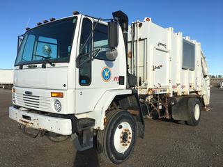 1999 Freightliner HC80 S/A Rear Load Refuse Truck c/w Cummins Turbo, Auto, 11R22.5 Tires., Showing 138,473 Kms, VIN 1FV6WFBB2XHB02302