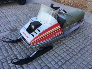 1976 Yamaha PR440 Prestige Snowmobile Pull Start Showing 1444 Miles S/N 8E5-045377. *Note: Manual In Office