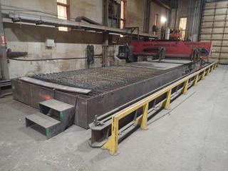 Selling Off-Site - 2006 Koike Aronson MGM2500 CNC Plasma Cutting System, 2500 mm Capacity, 46'x117' Table, 3 Ph, S/N 41899, Burny Kaliburn 10LCD Plus CNC Controller, Hypertherm HPR260 Hyperformance Plasma Cutter, HP21 Gas Console, Ignition Console, Buyer Responsible For Loadout. Viewing By Appointment Only, Call Brad 403-371-9253.