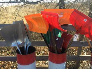 (2) Barrels Containing Quantity of Snow & Grain Shovels.