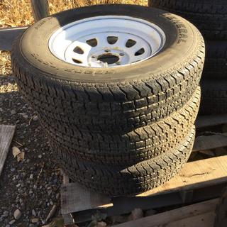 (3) General Tires ST 205/75 R15 w/ Rims.