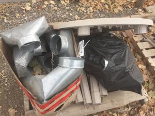 Quantity of Assorted Tin Heat Vent Elbows & Plastic Patio Table.