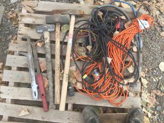 Quantity of Extension Cords, Sledge Hammers & Nail Puller Bars.