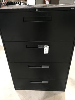 Black Metal 4 Drawer Lateral Filing Cabinet 36"L x 18"D x 54 1/4"H.