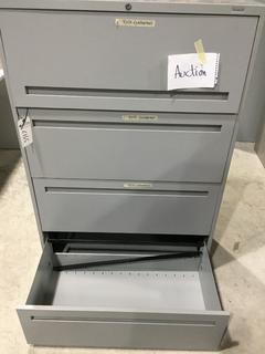 4-Drawer Lateral Metal Filing Cabinet 36"W x 18"D x 54"H.