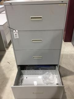 4-Drawer Lateral Metal Filing Cabinet 30"W x 19"D x 35"H.