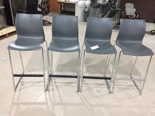 (4) Grey and Metal Molded Bar Height Chairs.