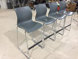 (4) Grey and Metal Molded Bar Height Chairs.