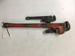 (1) Tooltech 10" Pipe Wrench & (1) Ridgid 24" Pipe Wrench.