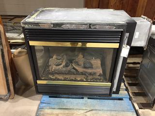 3-Sided Fireplace, Approximately 39"D x 22"W x 35"H.