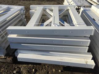 (9) White Vinyl Gate Panels (3 Rail) 59" L  x 51" H.