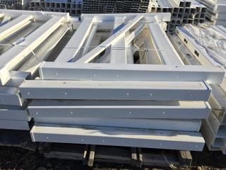 (8) White Vinyl Gate Panels (3 Rail) 71" L x 51" H. 