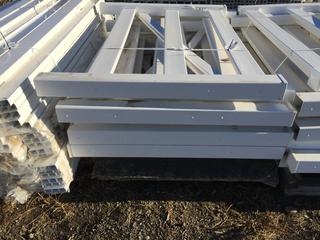 (8) White Vinyl Gate Panels (3 Rail) 71" L x 51" H. 