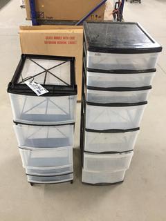Quantity of Plastic Stackable Storage Drawers.