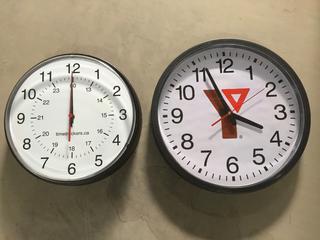 (5) Large Wall Clocks Battery Operated.