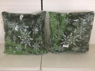 (2) Christmas Throw Pillows New In Plastic.
