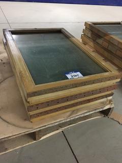 (3) Old Double Pane Windows In Frames 30 1/2"x20 1/2".