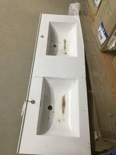 Porcelain Dual Sink Wash Basin, Damaged.