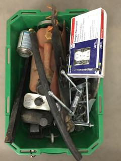Quantity of Various Items c/w Box of Electrical Outlets, Chains, Mower Blade, Etc.