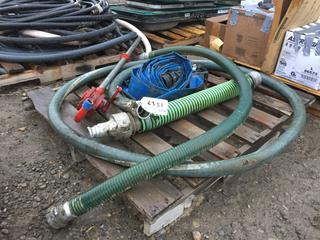 Assorted Water Hoses & Hand Fuel Pump.