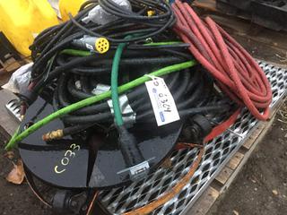 Assorted Air Hoses, Electrical Cords & Truck Step Plates.