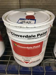 5 Gallon Pail Of Cloverdale Paint, Red.