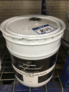 5 Gallon Pail Of Cloverdale Paint, Standard White.