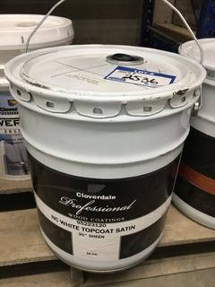 5 Gallon Pail Of Cloverdale Paint, Updated Kingswood Ivory.