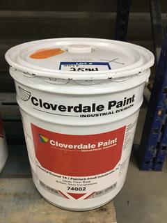 5 Gallon Pail Of Cloverdale Paint, Komatsu Yellow.