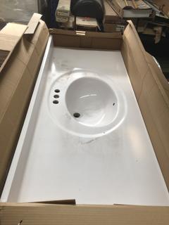 Edinburgh 48" Vanity White Cultured Marble Top. Damaged.