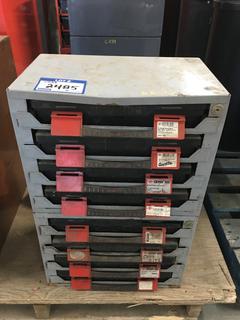 (2) WURTH Storage Cabinets c/w Plastic Cases & Parts.