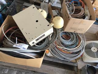 Pallet of Assorted Wires, Hoses, Emergency Light & Zip Ties.