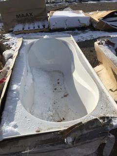 Maax Fiberglass Shower Base / Bathtub - White -  Approximately 29" x 5' x 22". *Damaged*