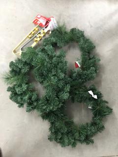 (3) 26" Mixed Pine Wreaths and (3) 14" Wreath Hangers with Bells.