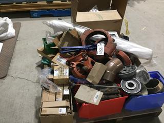 Pallet of Assorted Plumbing Supplies, Auto Shut-Off Timers & Drain Rings.