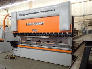 192.9in X 84.6in X 110.2in 2013 ERMAK Power Bend Pro 575V 193US-Ton CNC Press Brake C/w 20HP Motor, Machine Weight 20,947lbs, ER70 2D Graphical Controller, (2) Axis w/ (4) Back Gauge Fingers, Dual Quick Clamps, Adjustable Sheet Supports, Manual Crowning Table With Gooseneck Top Die And 4-Way Bottom Die. Machine 1411-5347F8.*Note: Dies To Fit Sold Later In Lots 656 Through To 669, Buyer Responsible For Load Out*