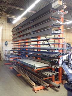 5ft X 19ft X 11ft Custom Built Material Rack w/ Roller Conveyors And (4) Removable Material Trays *Note: Contents Not Included, Buyer Responsible For Dismantling and Load Out*