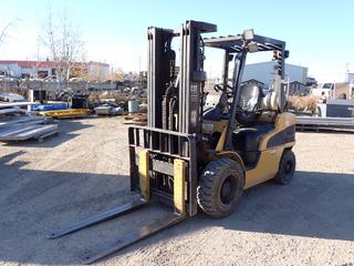 2007 CAT P6000 LP Industrial Lift Truck C/w K25 Engine, 3-Stage Mast, Side Shift, 4ft Forks, Front Tires 28x9x15 And Rear Tires 6.50-10. Showing 5602 Hrs. SN AT13F03528 *Note: Tears In Seat, Item Cannot Be Removed Until 2PM Saturday November 13th Unless Mutually Agreed Upon*