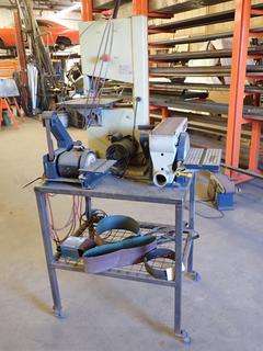 Canwood Model CWD10-105 60HZ 1/3hp 120V Band Saw, SN 2204090026 C/w Mastercraft Model 55-3554-4 6.0Amp 60Hz 120VAC 1in Belt/5in Disc Sander And Qty Of Sanding Belts