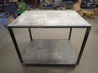 47in X 34in X 40in Portable Metal Shop Table w/ MIG Weld Holder Welded On Table Top