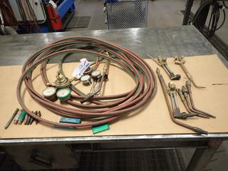 Oxy/Acetylene Hose C/w Gauges, Strikers, Tips, Tip Cleaners, Torch, Cutting Tips And Welding Tips
