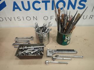 Qty of Assorted Hand Tools Including Wrenches, Sockets, Files, Stapler (E2)