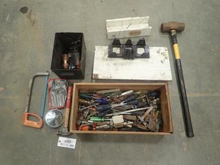 Qty of Assorted Hand Tools Including 12 Lb. Sledgehammer, Screwdrivers, Mitre Boxes, Lubricators and More (S-3-3)