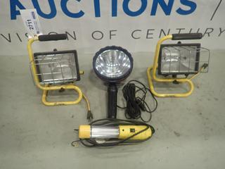 Motomaster Halogen Spotlight c/w (2) Portable Work Lights and Fluorescent Light (B2)