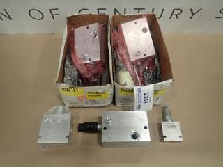 (3) Unused Sun Hydraulics - Manifolds, Part 970515339, Model B311-07U-A12, w/ Pressure Relief Valves, C/w (2) Hydraforce Hydraulic Valves (L-4-1)