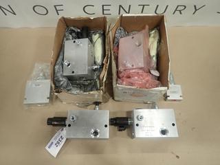 (4) Unused Sun Hydraulics - Manifolds, Part 970515339, Model B311-07U-A12, w/ Pressure Relief Valves, C/w (2) Hydraforce Hydraulic Valves (L-4-1)