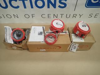 (2) Unused Murphy 1 1/2 In. Pressure Gauge, Model TLAPEF-5-1000, 250V AC, 2 A, C/w (1) Unused Murphy Temperature Switch Gauge, Model 5PLFC-250P10, 125V AC (D-2)