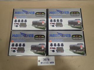 (4) Unused Hawk Eyes 4 Sensor Parking Assist Systems, Model PS-02B (C-1)