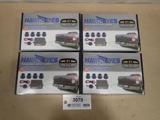 (4) Unused Hawk Eyes 4 Sensor Parking Assist Systems, Model PS-02B (C-1)