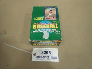 Score 1991 Major League Baseball Series Player and Trivia Cards, One Box. Unopened 36 Pack Count (Upstairs)